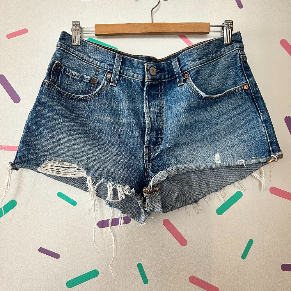 Levi’s Distressed Blue Denim Shorts